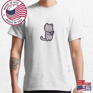 Cute Cat Texting On Phone Classic T-Shirt